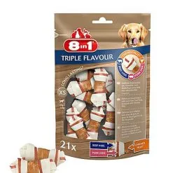 8in1 - Friandises Os à Mâcher Triple Flavour X21 Pour Chien - XS