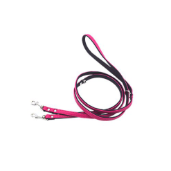 Comme Un Roi - Laisse Cuir Ajustable So Trendy Rose / Noir Pour Chien - 200cm