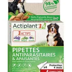 ActiPlant'3 - Pipettes Antiparasitaires Et Apaisantes Bio Pour Grand Chien - X3